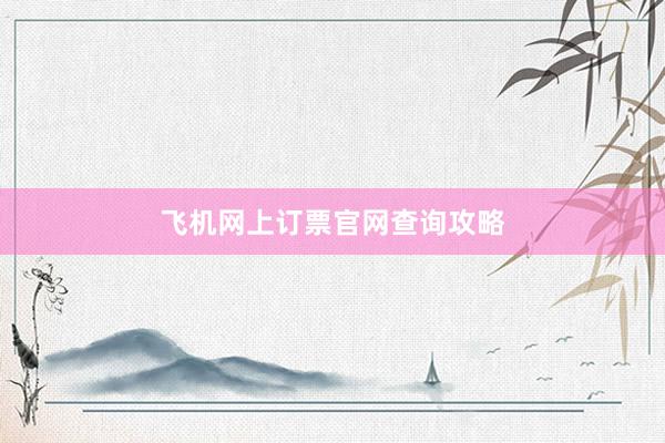 飞机网上订票官网查询攻略